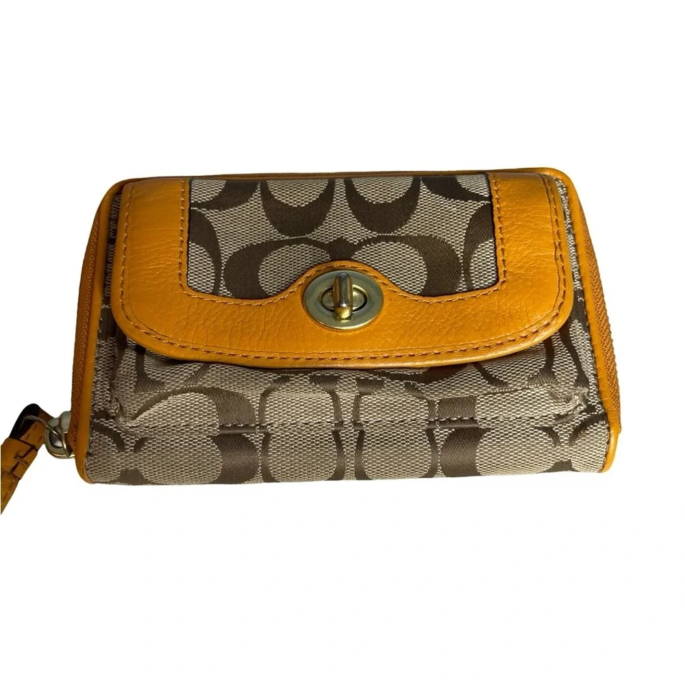 Coach signature pumpkin orange/ Tan adjustable Backpack and Wallet Set with tags